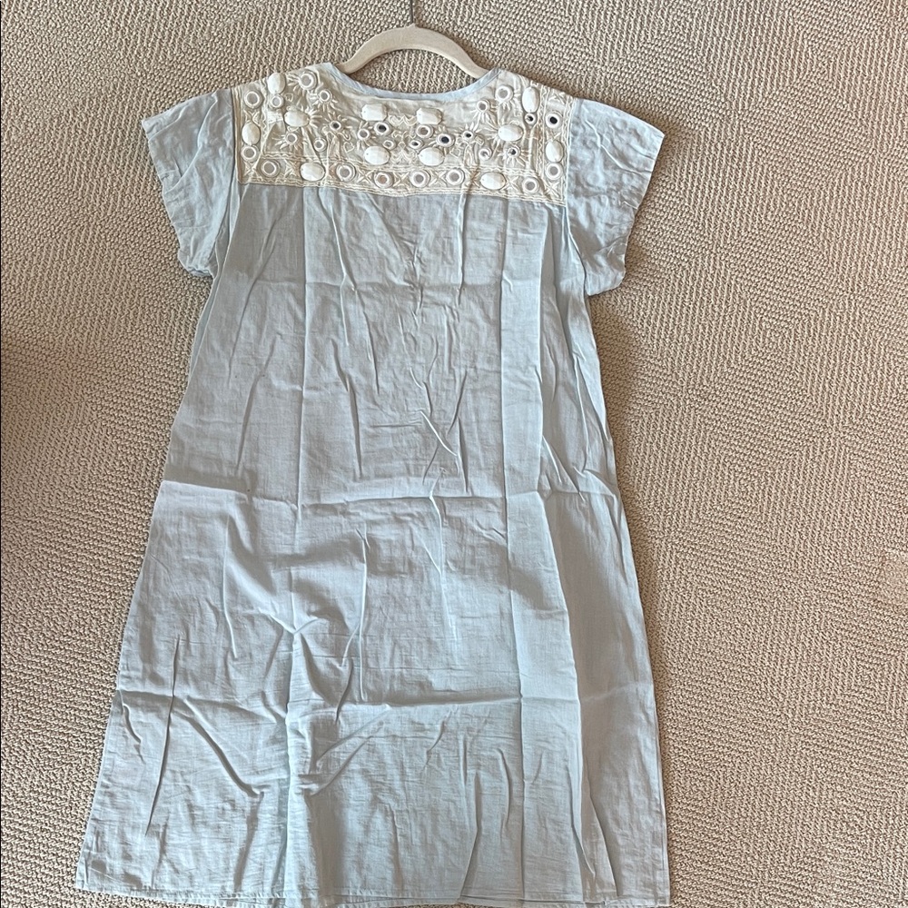 Calypso St. Barth Light Blue Mini Dress with Cream Embroidery - Picture 9 of 13